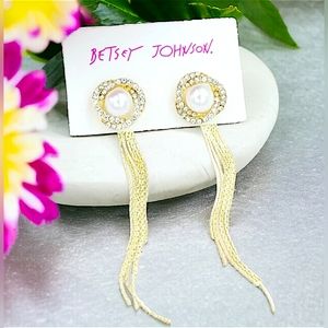 Gold-plated Crystal Pearl drop earrings with silver post BOGO